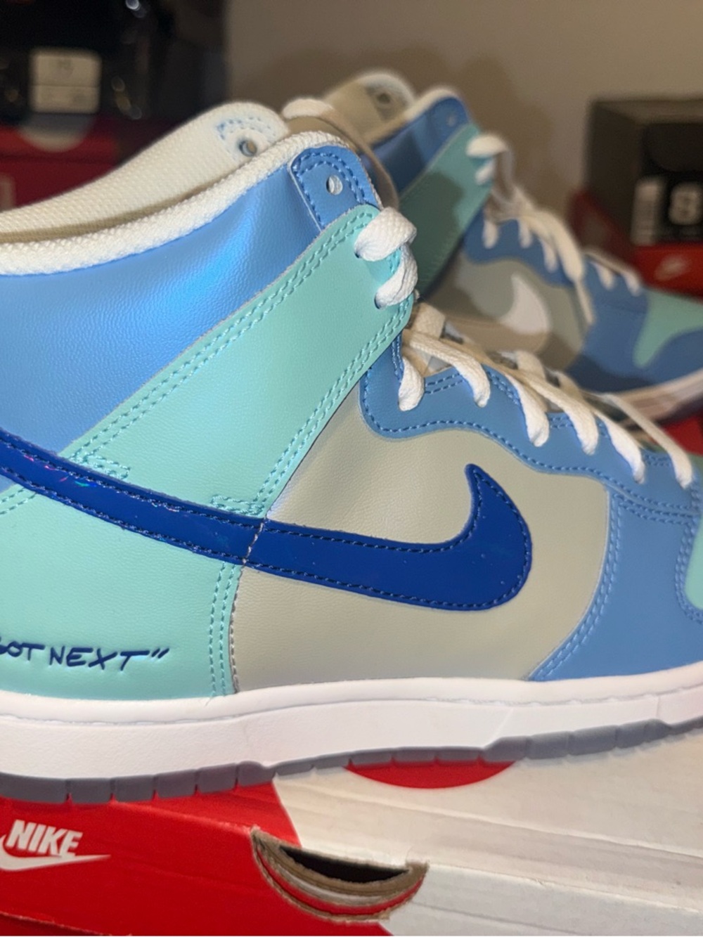 Nike High-Top Sneakers in Light Blue, Teal & Royal Blue - Picture 2 of 5